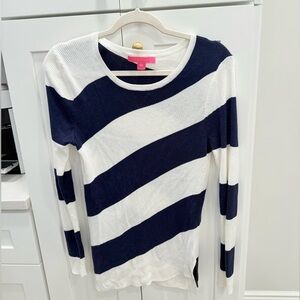 Lilly Pulitzer Navy White Striped Knit Sweater size Medium M